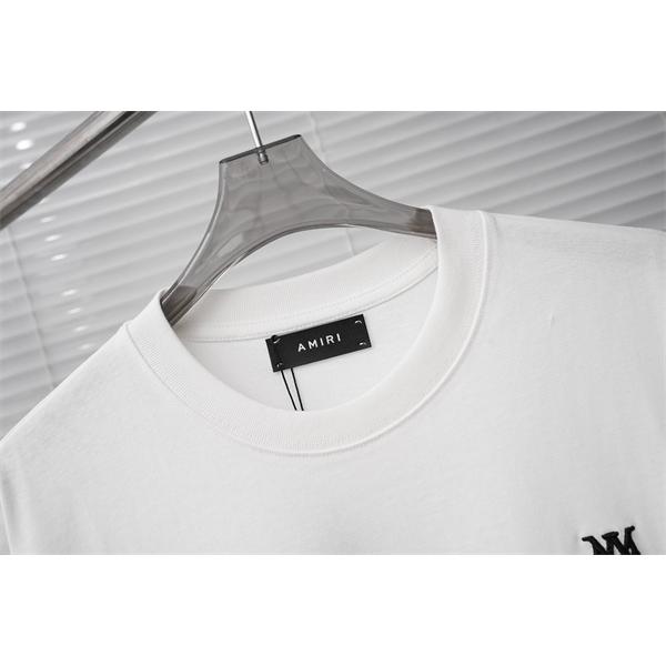 ミニロゴ 刺繍デザイン クルーネック ベーシックフォルム AMIRI アミリ コピー 半袖Tシャツ 上質カジュアル
