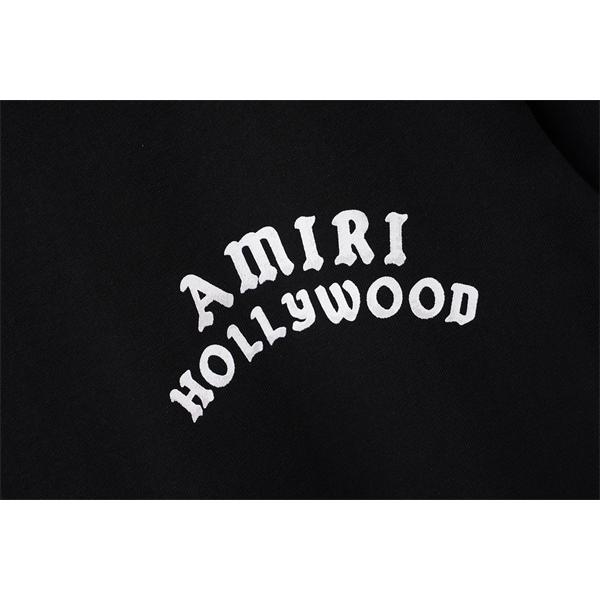 カレッジ風プリント 定番人気 ストリートカジュアル AMIRI アミリ コピー 半袖Tシャツ 旬顔デザイン