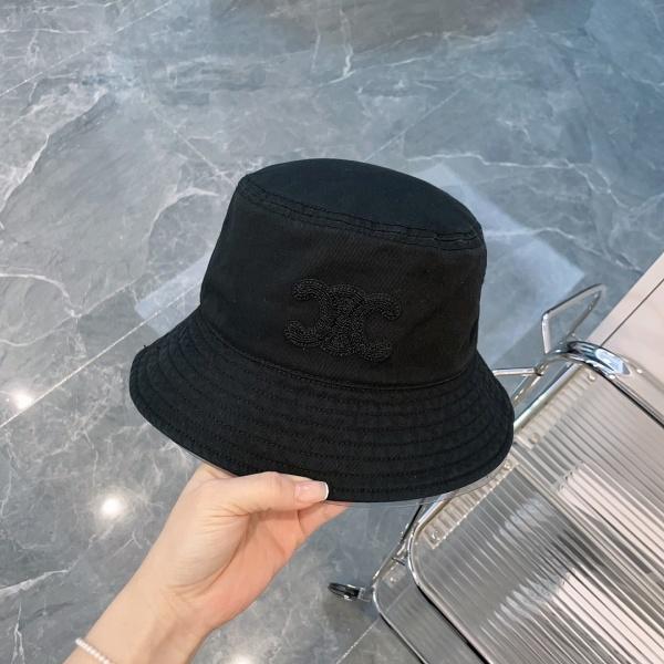 定番人気 セリーヌ 激安 ブラックワントーン バケットハット CELINE 旬顔アクセント
