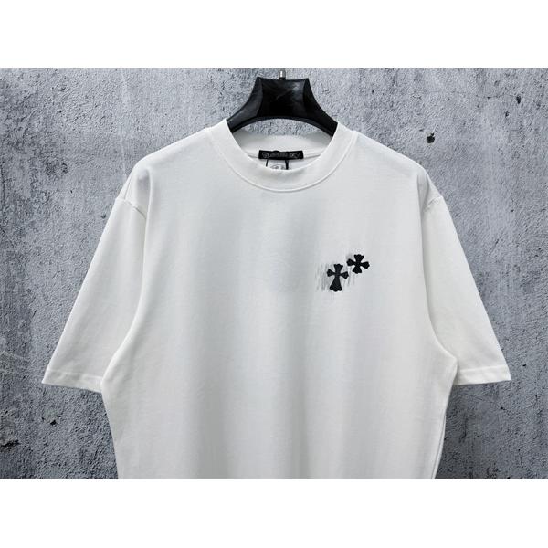 フローラルアイコン 胸元デザイン シンプルフォルム CHROME HEARTS クロムハーツ コピー 半袖Tシャツ 高評価アイテム