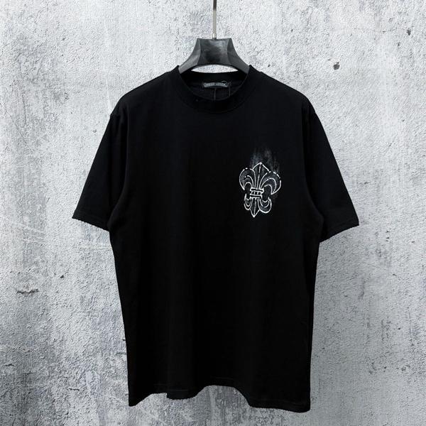 フローラルクロスモチーフ ロゴデザイン シンプルフォルム CHROME HEARTS クロムハーツ コピー 半袖Tシャツ 旬アイテム