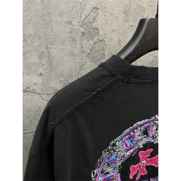 カラーフローラルモチーフ 刺繍ロゴ デザイン性 CHROME HEARTS クロムハーツ コピー 半袖Tシャツ 旬アイテム