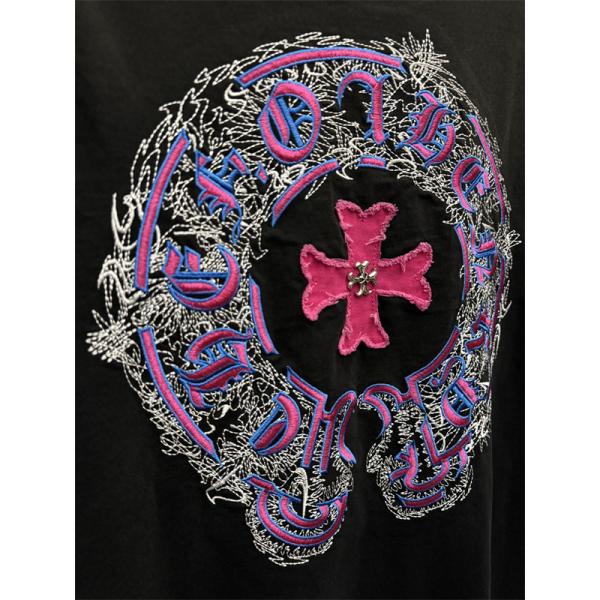 カラーフローラルモチーフ 刺繍ロゴ デザイン性 CHROME HEARTS クロムハーツ コピー 半袖Tシャツ 旬アイテム