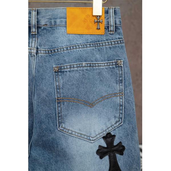 クロスモチーフ 刺繍デザイン ヴィンテージ加工 CHROME HEARTS クロムハーツ コピー デニムパンツ スタイリング自在