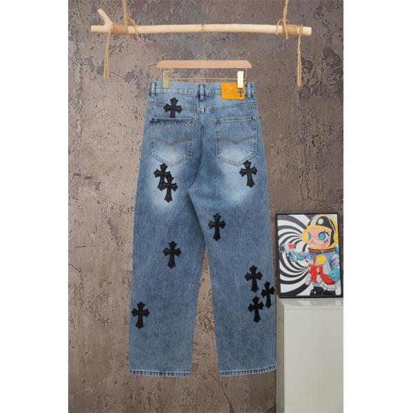 クロスモチーフ 刺繍デザイン ヴィンテージ加工 CHROME HEARTS クロムハーツ コピー デニムパンツ スタイリング自在