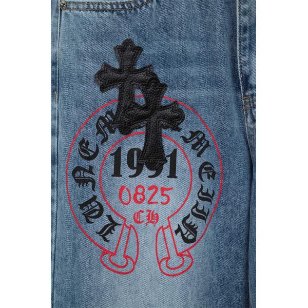 クロスモチーフ 刺繍デザイン ヴィンテージ加工 CHROME HEARTS クロムハーツ コピー デニムパンツ スタイリング自在