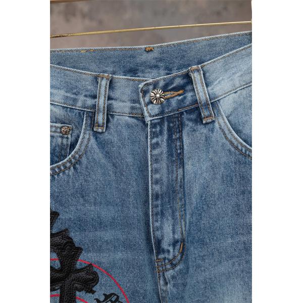クロスモチーフ 刺繍デザイン ヴィンテージ加工 CHROME HEARTS クロムハーツ コピー デニムパンツ スタイリング自在