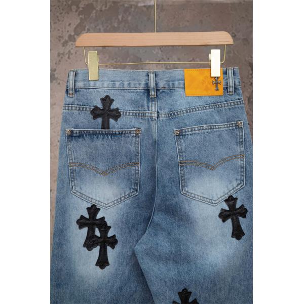 クロスモチーフ 刺繍デザイン ヴィンテージ加工 CHROME HEARTS クロムハーツ コピー デニムパンツ スタイリング自在