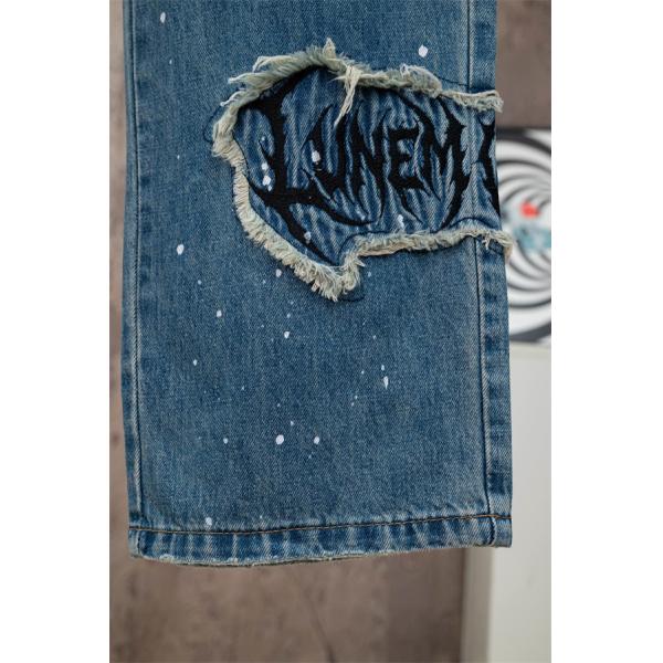 ダメージ加工 ブリーチデザイン ワイドシルエット CHROME HEARTS クロムハーツ コピー デニムパンツ トレンド感