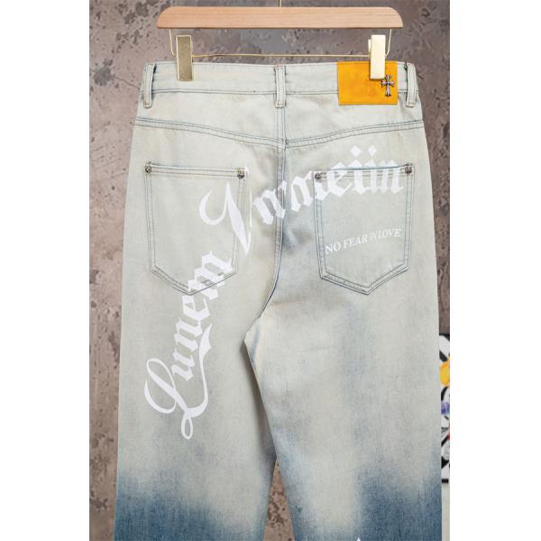 ダメージ加工 ブリーチデザイン ワイドシルエット CHROME HEARTS クロムハーツ コピー デニムパンツ トレンド感