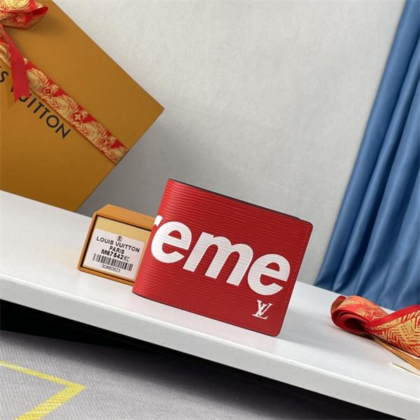 LV x Supreme☆ルイヴィトン二つ折り財布コピーM67542 定番アイテム赤色MULTIPLE