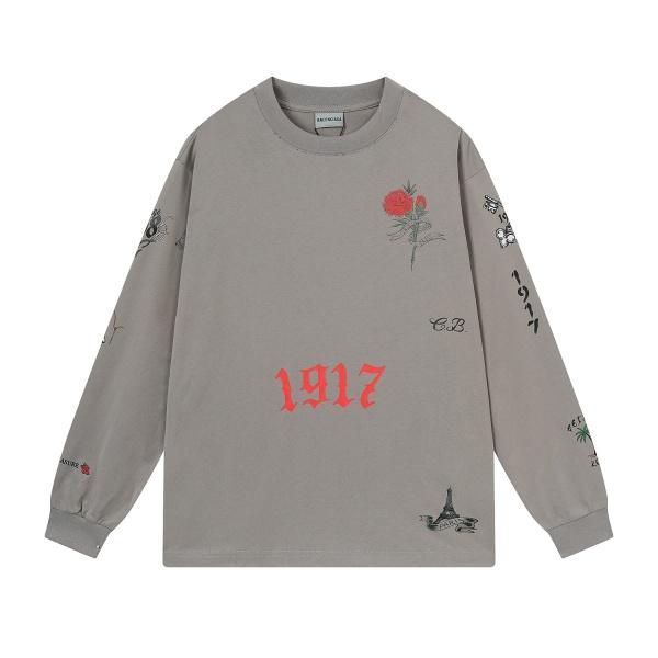 1917ローズプリント マンチェスター・ユナイテッド コラボ BALENCIAGA ダメージ加工 バレンシアガ 長袖Tシャツ