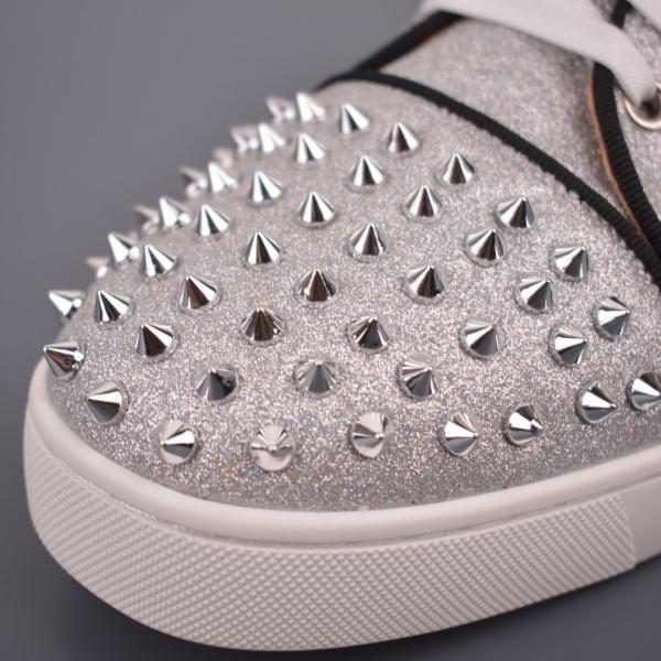 存在感抜群 グリッターアッパー Christian Louboutin メタルスパイク クリスチャン・ルブタン レースアップスニーカー