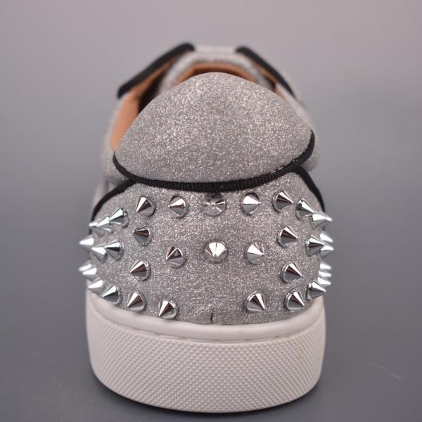 存在感抜群 グリッターアッパー Christian Louboutin メタルスパイク クリスチャン・ルブタン レースアップスニーカー