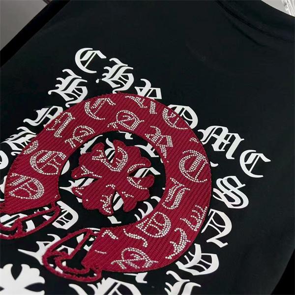 クロスモチーフ刺繍 ミニマルデザイン CHROME HEARTS クロムハーツ コピー 半袖Tシャツ メンズファッション 高級ブランド