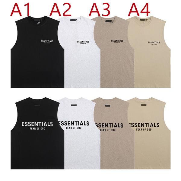 フロントロゴプリント ベーシックシルエット ESSENTIALS エッセンシャルズ コピー ノースリーブTシャツ ユニセックス ストリートファッション