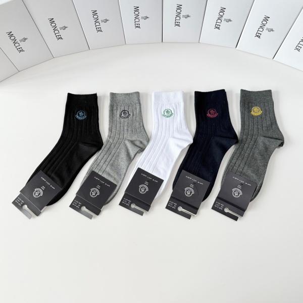 デイリー主力 ベーシック配色 MONCLER 中長丈ソックス 5足入り モンクレール 専用ボックス