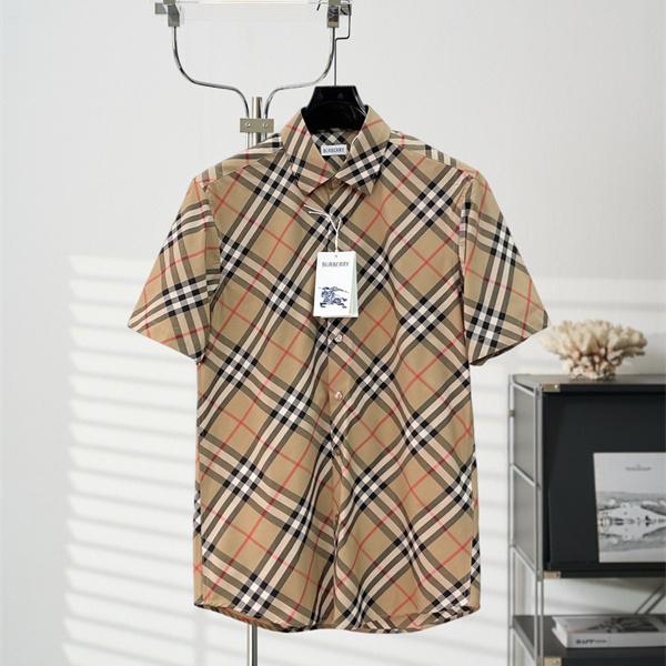 オールチェックデザイン レギュラーカラー アーカイブ感のある雰囲気 BURBERRY バーバリー コピー 半袖シャツ 旬コーデ