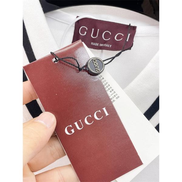 襟ラインデザイン ワンポイント刺繍 ハーフボタン仕様 GUCCI グッチ コピー ポロシャツ プレッピースタイル 人気上昇