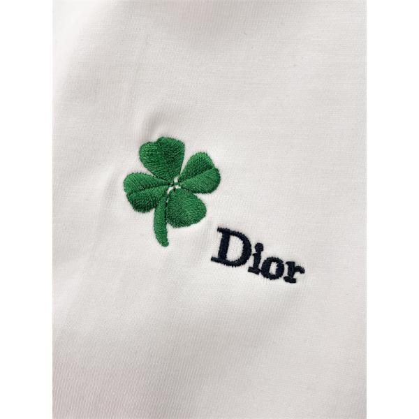 クローバーモチーフ刺繍 クルーネック アイコニックデザイン DIOR ディオール コピー 半袖Tシャツ 上品カジュアル 定番ウェア