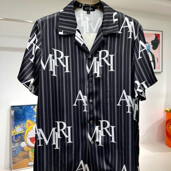 人気上昇 サテン調 AMIRI 半袖シャツセットアップ なめらかな肌触り アミリ 落ち感シルエット