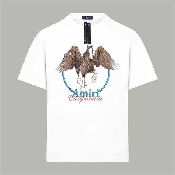 フロントプリント コットン素材 ゆったりシルエット AMIRI アミリ コピー 半袖Tシャツ 通気性のある着心地 夏カジュアル