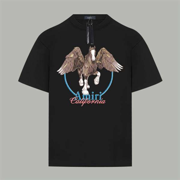 フロントプリント コットン素材 ゆったりシルエット AMIRI アミリ コピー 半袖Tシャツ 通気性のある着心地 夏カジュアル