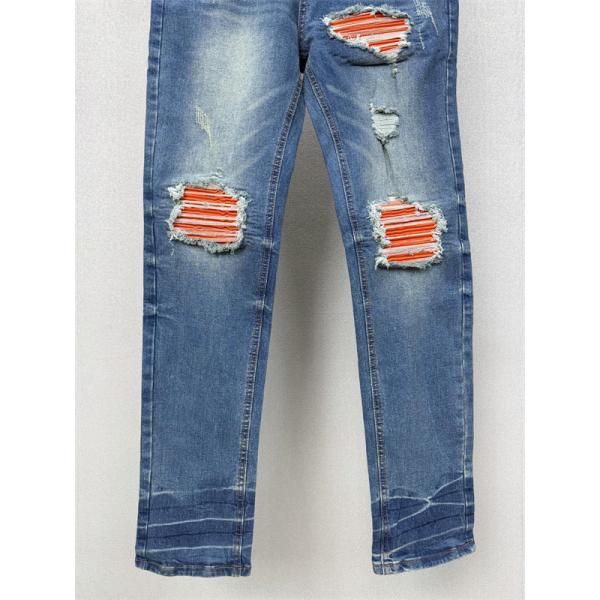 カラーパッチ加工 クラッシュデザイン ライトブルーカラー AMIRI アミリ コピー デニム リペアディテール 個性派ジーンズ