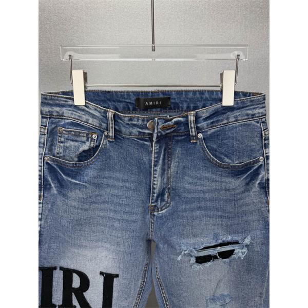 クラッシュ加工 ロゴパッチ ウォッシュ仕上げ AMIRI アミリ コピー デニム リペア風ディテール ヴィンテージジーンズ