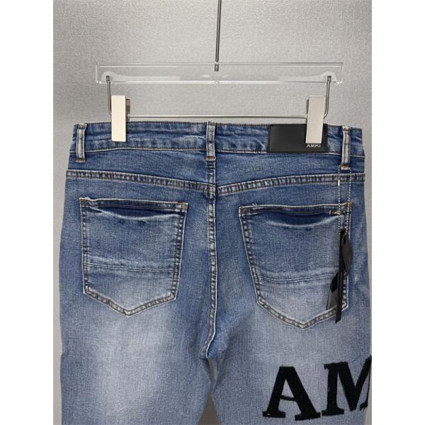 クラッシュ加工 ロゴパッチ ウォッシュ仕上げ AMIRI アミリ コピー デニム リペア風ディテール ヴィンテージジーンズ