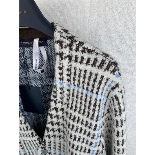 パッチワークチェック コントラストリブ ゆったりフォルム LOUIS VUITTON ルイヴィトン コピー カーディガン 高評価モデル