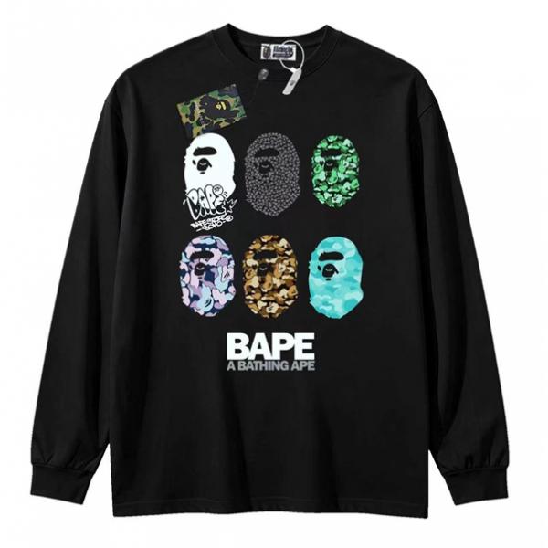 カモ柄エイプヘッド マルチグラフィック 話題性抜群 BAPE アベイシングエイプ コピー 長袖Tシャツ 限定感ある一枚