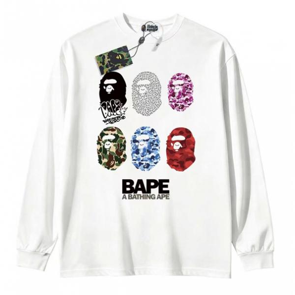 カモ柄エイプヘッド マルチグラフィック 話題性抜群 BAPE アベイシングエイプ コピー 長袖Tシャツ 限定感ある一枚