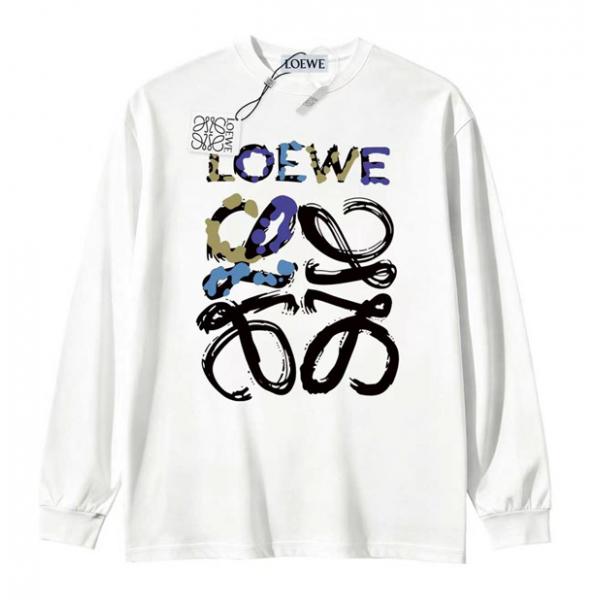 カラーレタリング アートタッチ 個性派セレクト LOEWE ロエベ コピー 長袖Tシャツ スタッフおすすめ