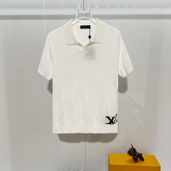 注目度UP 市松編みが映える Louis Vuitton ポロシャツ 裾モチーフ入りルイ・ヴィトン新作