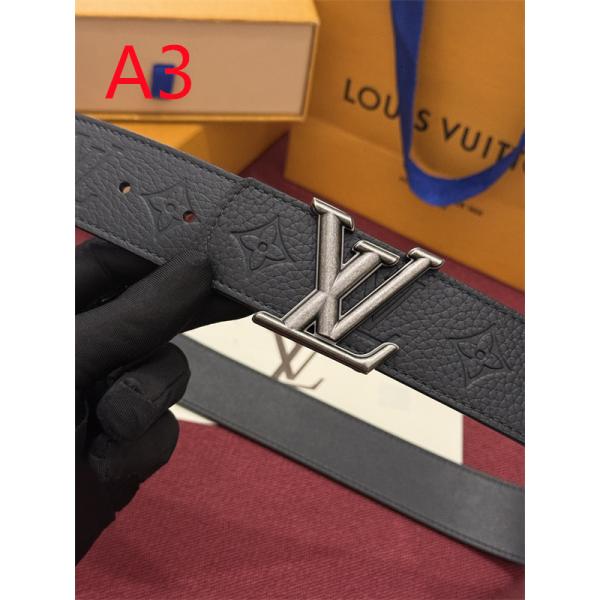 ヴィンテージ調バックル ブラック総柄 重厚アクセント LOUIS VUITTON ルイヴィトン コピー ベルト 海外注目