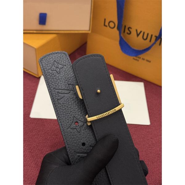 ヴィンテージ調バックル ブラック総柄 重厚アクセント LOUIS VUITTON ルイヴィトン コピー ベルト 海外注目