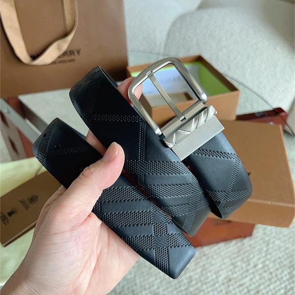 立体格子パターン ブラッシュドバックル 幅広ストラップ BURBERRY バーバリー コピー ベルト 定番人気
