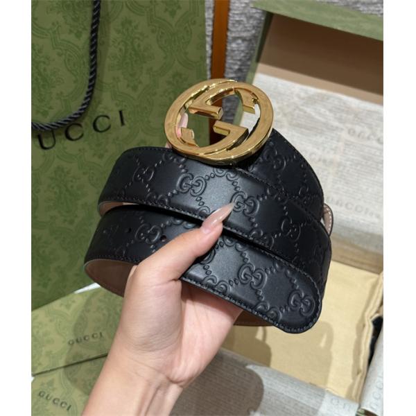 ダブルGバックル GGエンボス ゴールド金具 GUCCI グッチ コピー ベルト 上品フォルム 定番人気