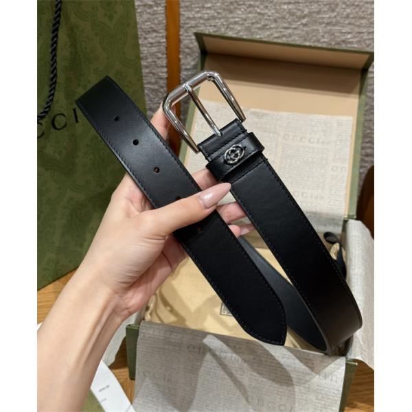 ミニGGディテール プレーンブラック スクエアピン仕様 GUCCI グッチ コピー ベルト 人気再燃