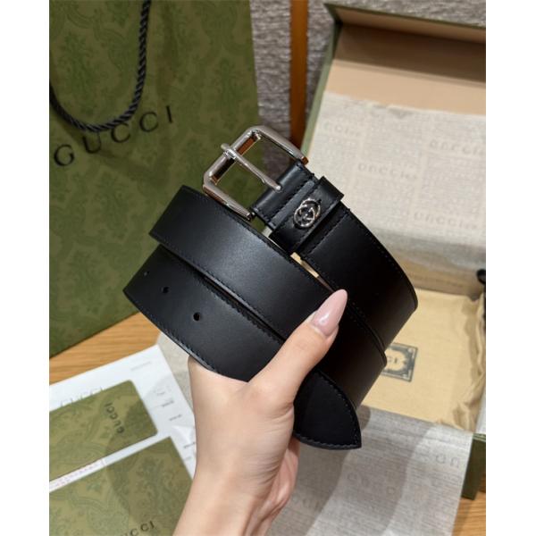 ミニGGディテール プレーンブラック スクエアピン仕様 GUCCI グッチ コピー ベルト 人気再燃