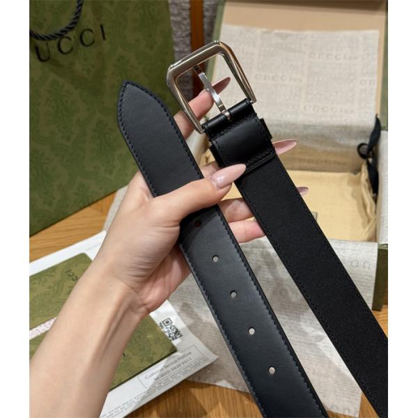 ミニGGディテール プレーンブラック スクエアピン仕様 GUCCI グッチ コピー ベルト 人気再燃
