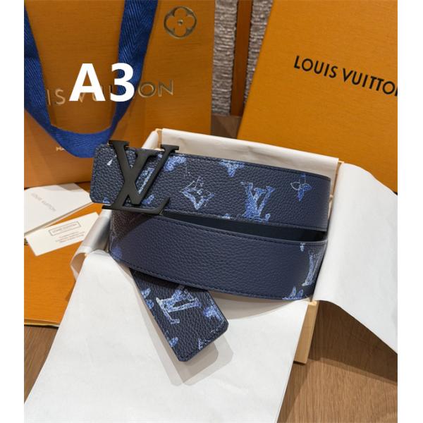 ブルーモノグラム シルバーLVバックル 上質シボ感 LOUIS VUITTON ルイヴィトン コピー ベルト 新作映え