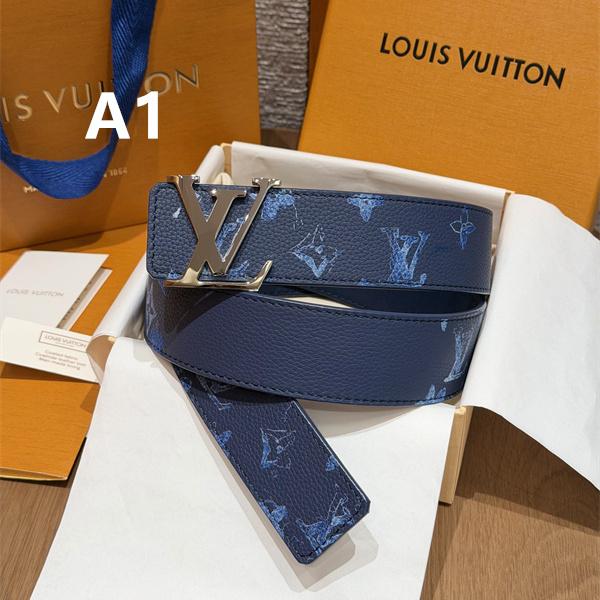ブルーモノグラム シルバーLVバックル 上質シボ感 LOUIS VUITTON ルイヴィトン コピー ベルト 新作映え