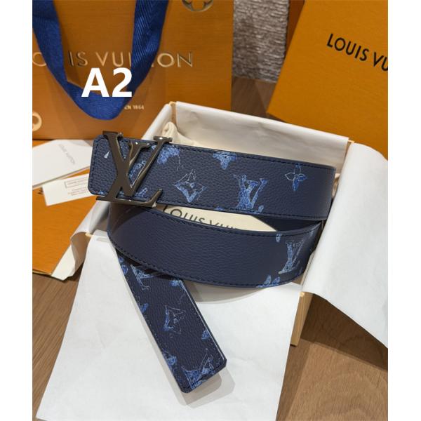 ブルーモノグラム シルバーLVバックル 上質シボ感 LOUIS VUITTON ルイヴィトン コピー ベルト 新作映え