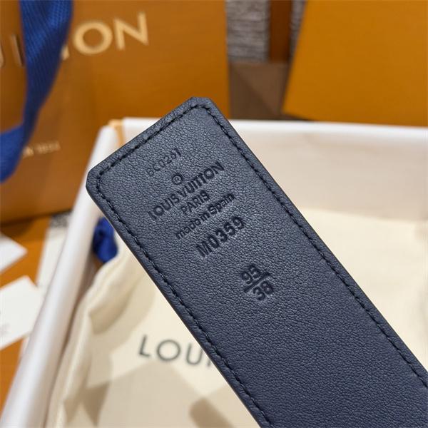 ブルーモノグラム シルバーLVバックル 上質シボ感 LOUIS VUITTON ルイヴィトン コピー ベルト 新作映え