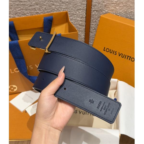 ブルーモノグラム シルバーLVバックル 上質シボ感 LOUIS VUITTON ルイヴィトン コピー ベルト 新作映え