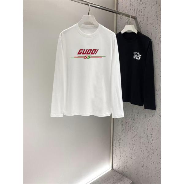 ヴィンテージムード 胸元グラフィック ハリ感生地 GUCCI グッチ コピー 長袖Tシャツ すっきりライン 売れ筋更新