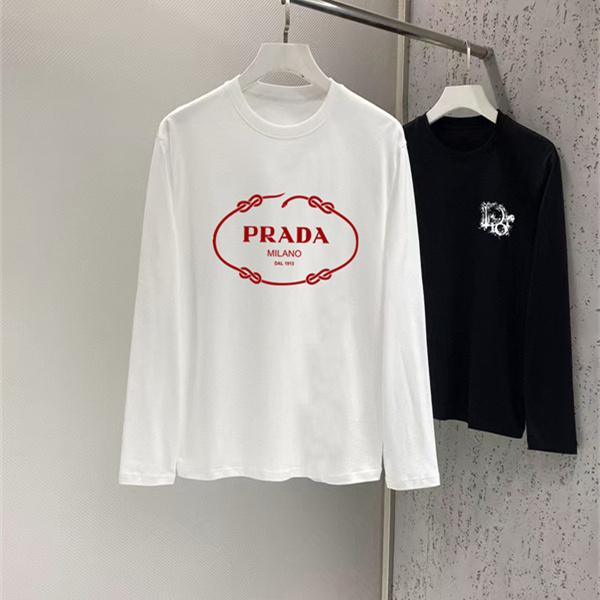 ミラノムード チェーン調モチーフ なめらか質感 PRADA プラダ コピー 長袖Tシャツ 洗練カジュアル 売れ筋候補
