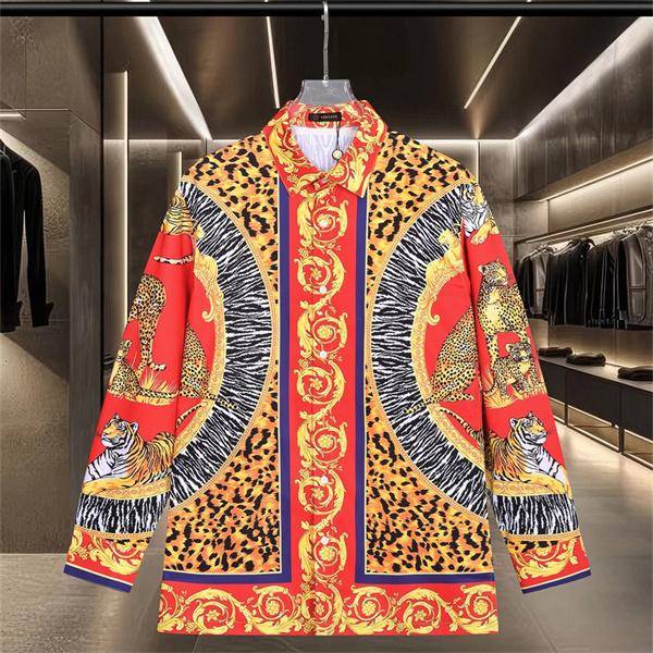 アニマルミックス 虎＆レオパード総柄 バロック装飾 VERSACE ヴェルサーチ コピー 長袖シャツ 主役級